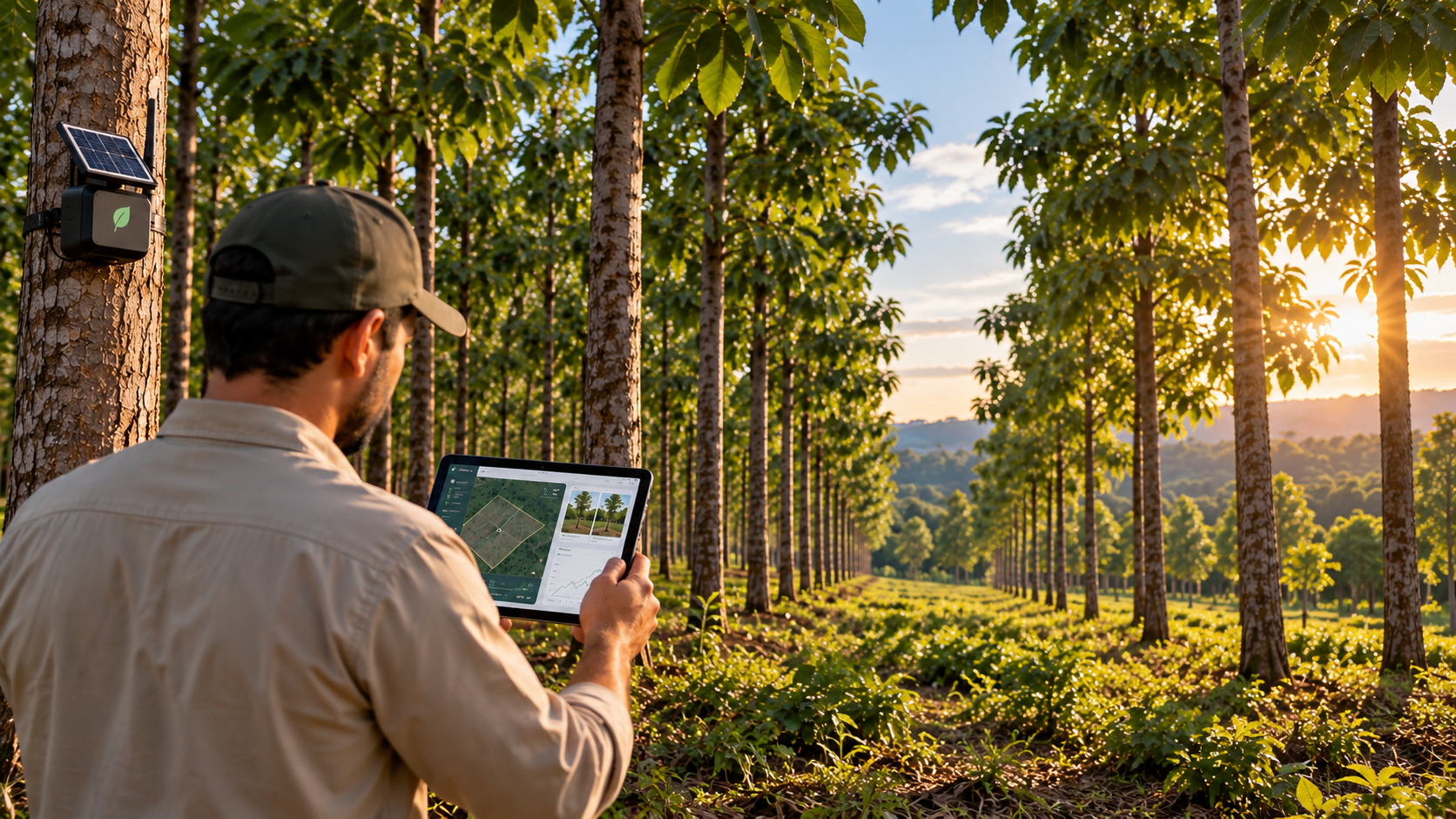 Entenda o investimento florestal em uma plantação de mogno africano no Brasil, com árvores alinhadas e manejo profissional, e veja como uma floresta produtiva pode conectar crescimento biológico, madeira nobre, gestão técnica, tecnologia e construção de patrimônio.